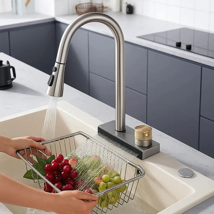 Torneira-Gourmet-Deck-Cinza-Resistente-Agua-Quente-Fria