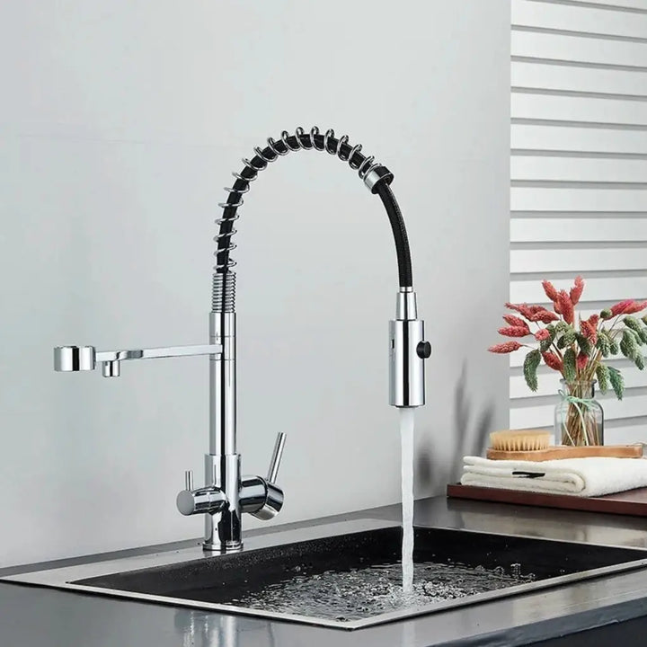 Torneira-Gourmet-Pristine-Prata-Duplo-Comando-De-Aco-Inoxidavel