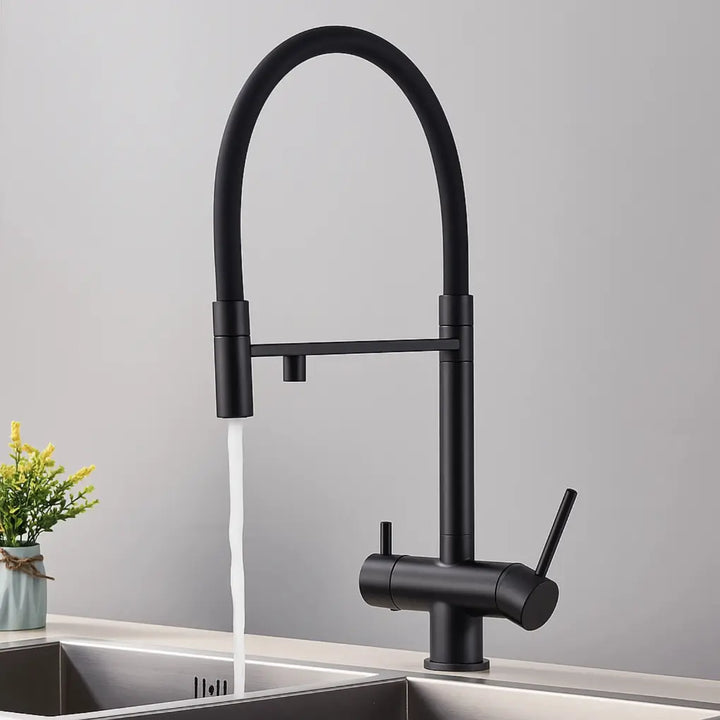 Torneira-Gourmet-Shine-Preta-Com-Misturador-De-Agua