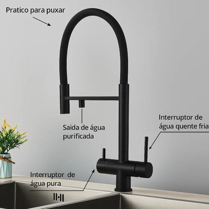 Torneira-Gourmet-Shine-Preta-De-Aco-Inoxidavel